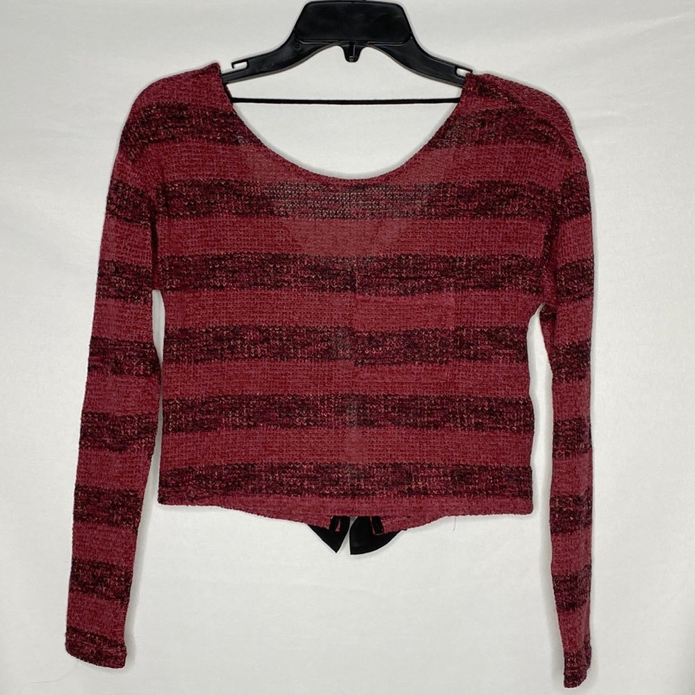 Sophia + Zeke Striped Bow Back Sweater